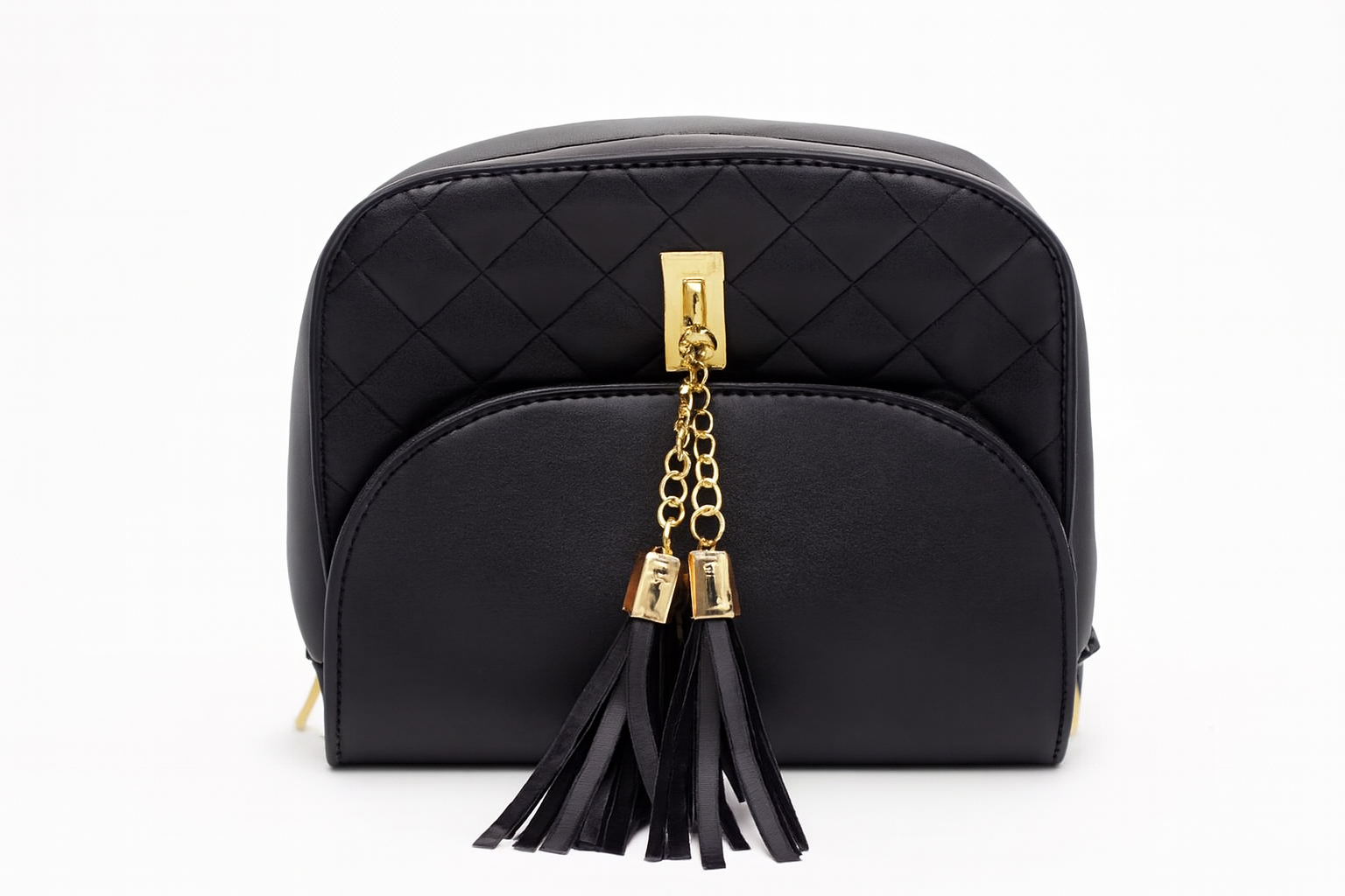 Mini Quilted Handbags – Assorted Colors with Tassel Detail - Color Black